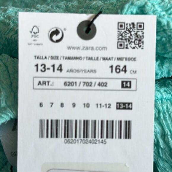 ZARA Kids | Turquoise | RUFFLED TEXTURED JUMPSUIT - Picture 4 of 5